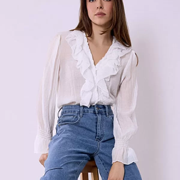 Πουκάμισο ημιδιάφανο με βολάν SQ7693.3190+1