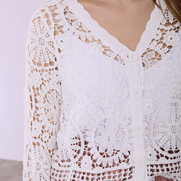 Ζακέτα πλεκτή κροσέ βαμβακερή SQ9844.5817+1