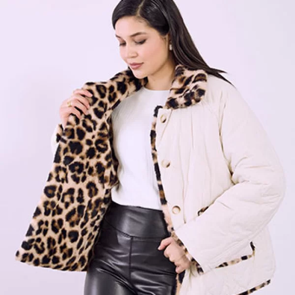 Μπουφάν με λεοπάρ γούνα διπλής όψης SQ1795.6028+3