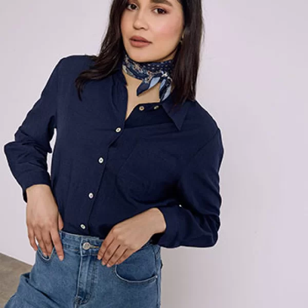 Πουκάμισο ασύμμετρο με μαντήλι SQ7578.3609+4