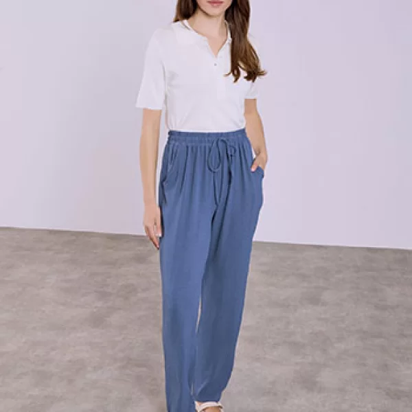 Παντελόνι μονόχρωμο με βισκόζη SQ1755.1848+4