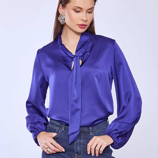 Μπλούζα σατέν με δέσιμο SQ8011.4863+5