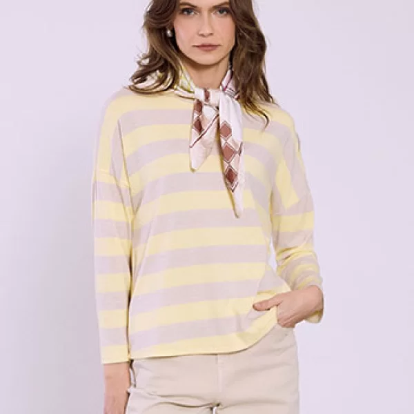 Μπλούζα ριγέ με αποσπώμενο μαντήλι SQ7570.4088+3