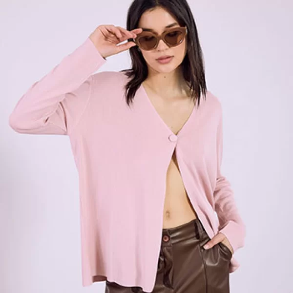 Ζακέτα μονόχρωμη με κουμπί SQ7616.5333+5