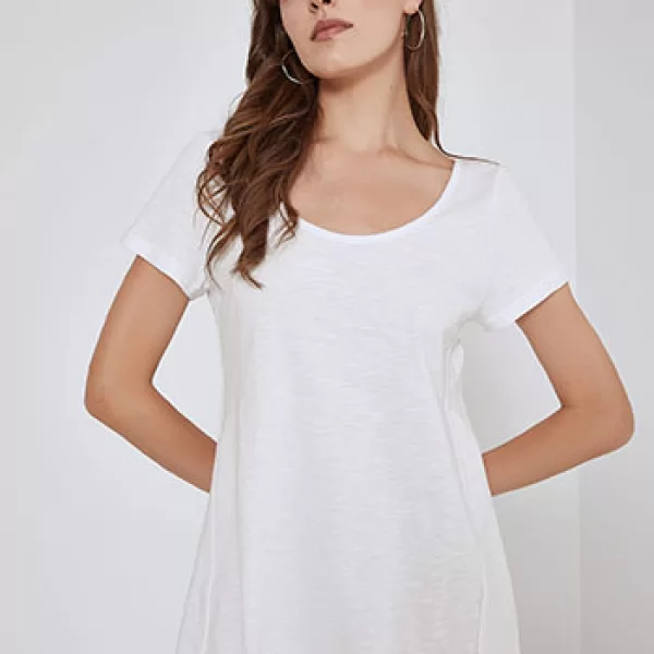 Βαμβακερή μπλούζα με ασύμμετρο τελείωμα SM9428.4957+2