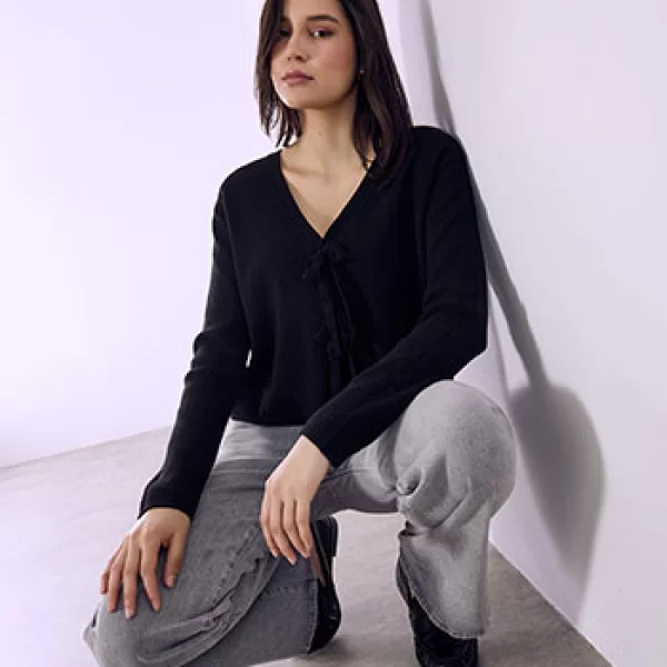 Ζακέτα πλεκτή με δεσίματα SQ7572.5319+1