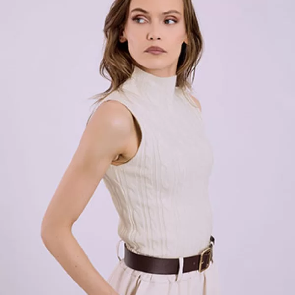 Πουλόβερ αμάνικο με ψηλή λαιμόκοψη SQ7583.4051+4