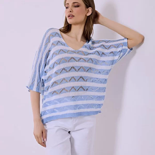 Μπλούζα ριγέ με τρία τέταρτα μανίκι SQ7587.4129+1