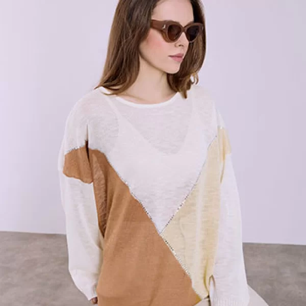 Μπλούζα πλεκτή με strass SQ7948.4139+3