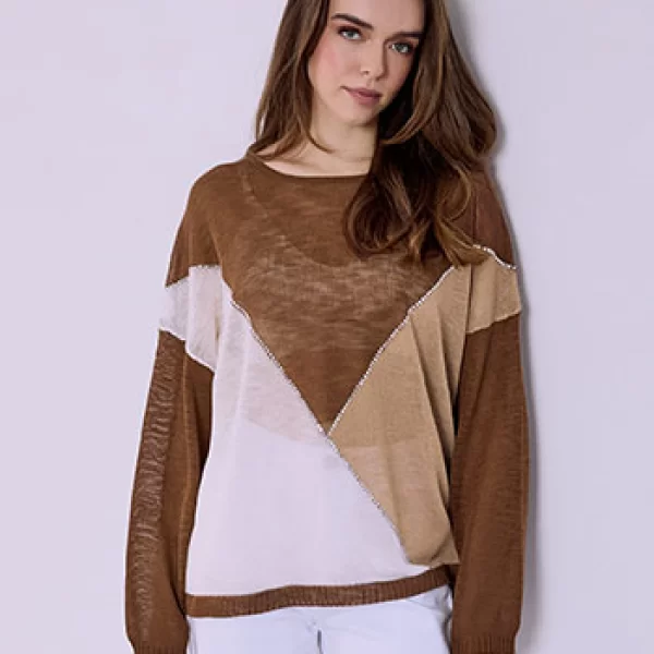 Μπλούζα πλεκτή με strass SQ7948.4139+2