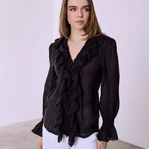 Πουκάμισο ημιδιάφανο με βολάν SQ7693.3190+3