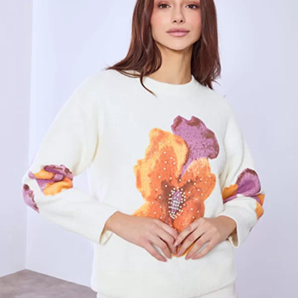 Πουλόβερ με strass και πέρλες SQ7948.4983+3