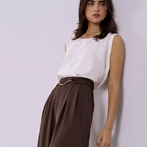 Μπλούζα αμάνικη με συνδυασμό υφασμάτων SQ7616.4616+6