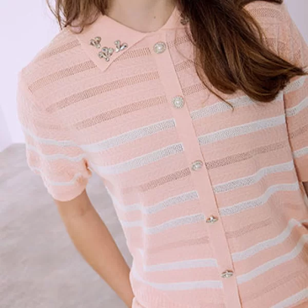 Μπλούζα με strass και πέρλες SQ7561.4056+5