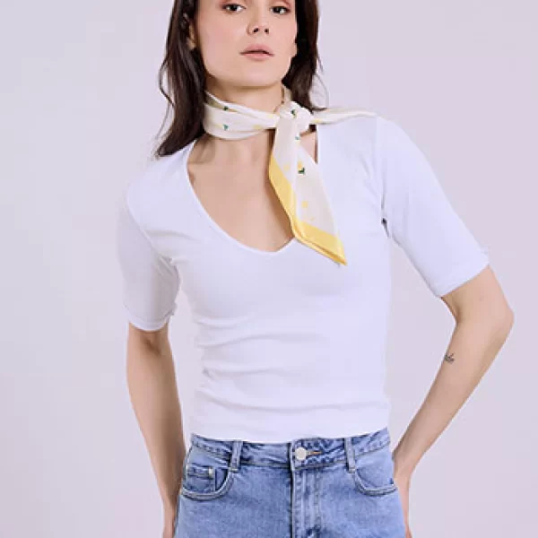 Τοπ ριπ με γυριστό μανίκι SQ7563.4579+1