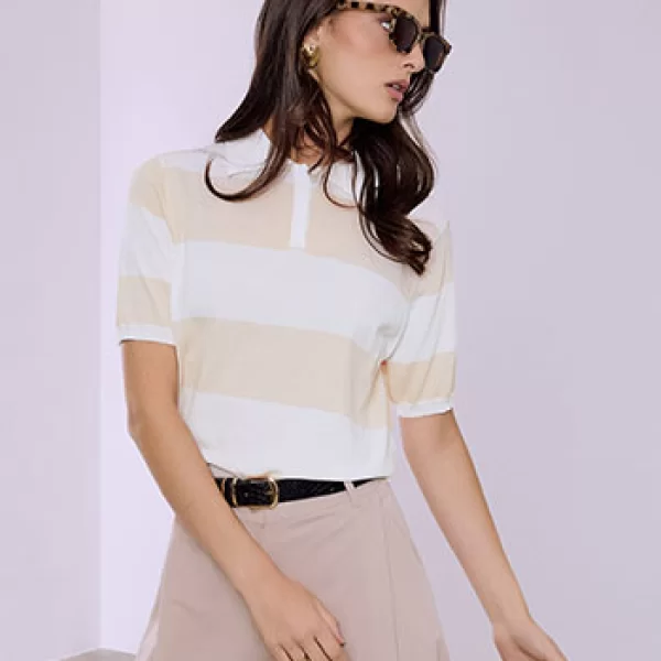 Μπλούζα ριγέ με γιακά SQ7561.4045+3