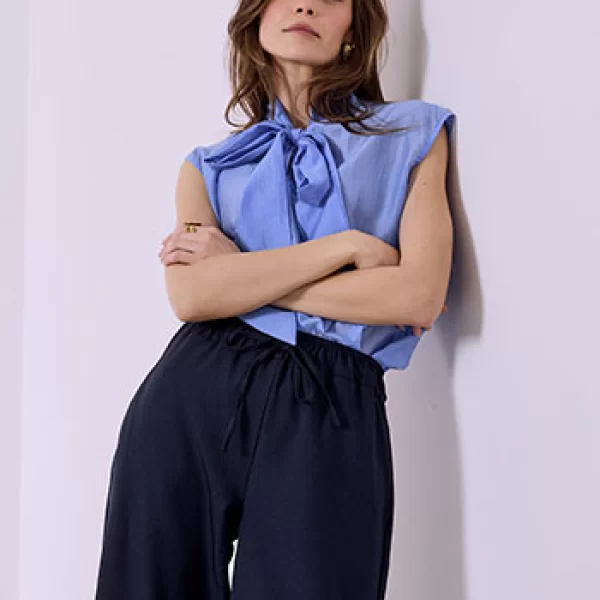 Μπλούζα ημιδιάφανη με δέσιμο SQ7732.4203+4