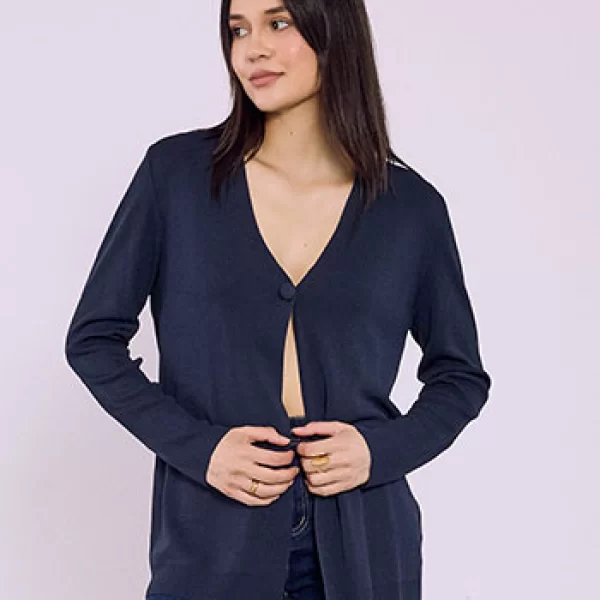 Ζακέτα μονόχρωμη με κουμπί SQ7616.5333+7