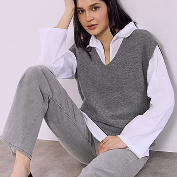 Σετ πουκάμισο και πουλόβερ αμάνικο SQ7945.4287+3