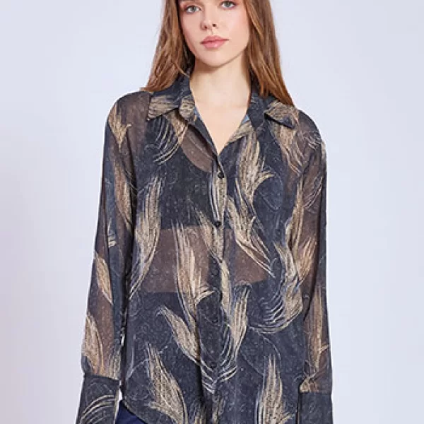 Πουκάμισο εμπριμέ ημιδιάφανο SQ874.3063+2