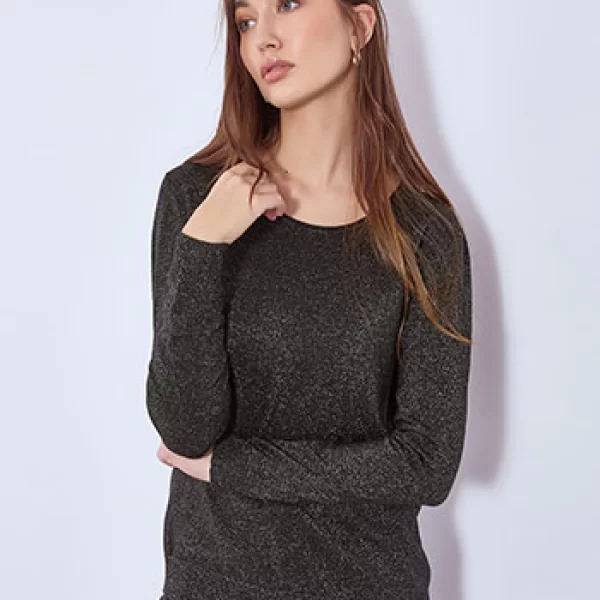 Πουλόβερ μεταλλιζέ με γυριστή λαιμόκοψη WT7616.4926+1