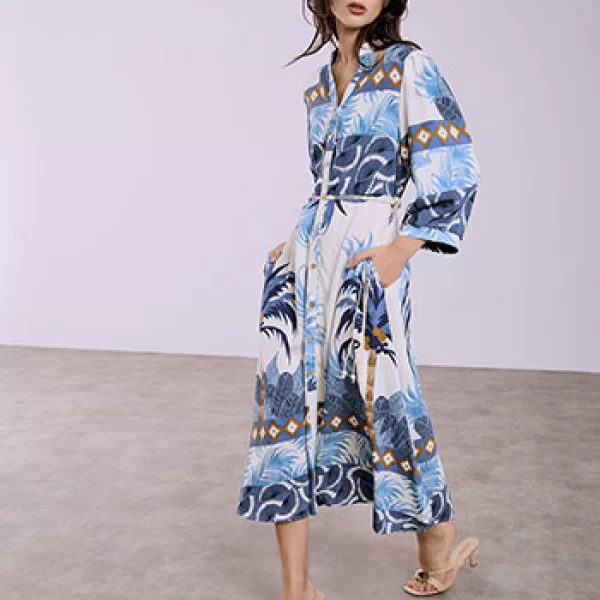 Σεμιζιέ εμπριμέ με ζώνη SQ7948.8772+3