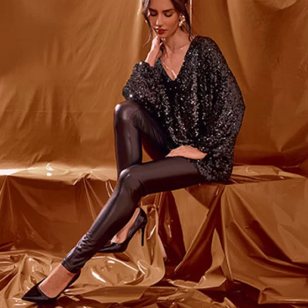 Μπλούζα oversized με παγιέτες WT7584.4592+1