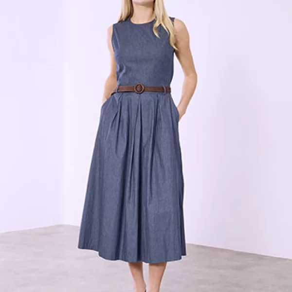 Φόρεμα denim με ζώνη SQ9844.8215+1