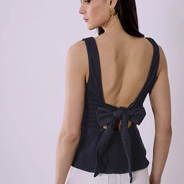 Μπλούζα τζιν με δέσιμο πίσω SQ1795.4102+1