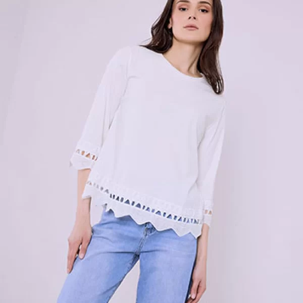 Μπλούζα με κέντημα στο τελείωμα SQ7616.4920+2
