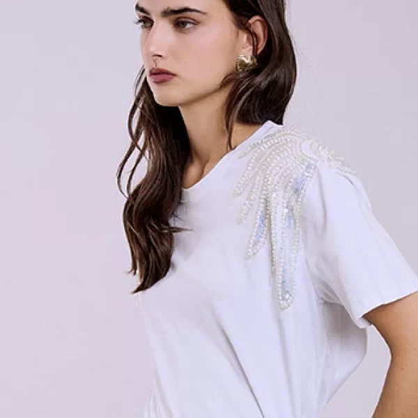 T-shirt με παγιέτες και πέρλες SQ7642.4067+1