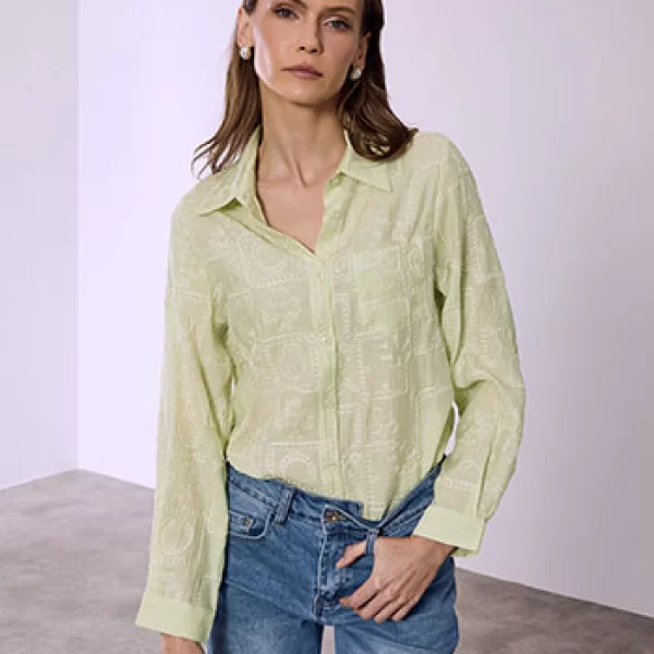 Πουκάμισο με μεταλλιζέ κεντήματα SQ9844.3003+3