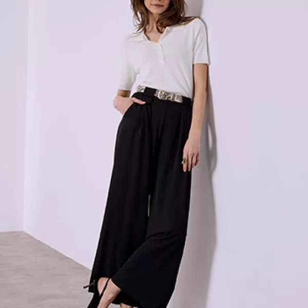 Παντελόνα μονόχρωμη με πιέτες SQ7732.1961+1