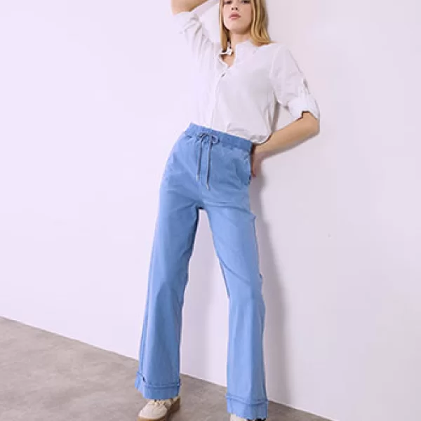Παντελόνι wide leg με denim όψη SQ9844.1335+4