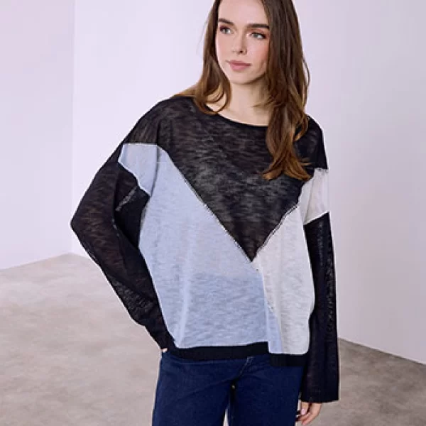 Μπλούζα πλεκτή με strass SQ7948.4139+4