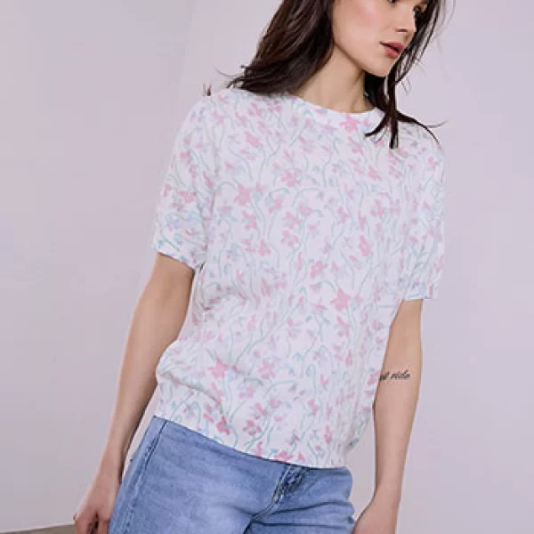 Μπλούζα απο βισκόζη με λουλούδια SQ7590.4708+3