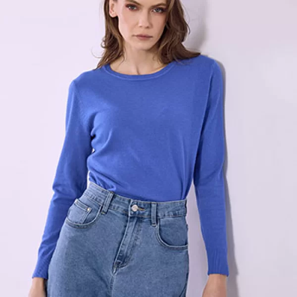 Πουλόβερ μονόχρωμο με απαλή υφή SQ1738.4887+12