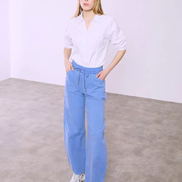 Παντελόνι barrel με denim όψη SQ9844.1333+4