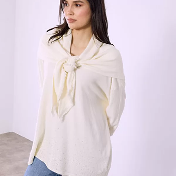 Πουλόβερ με πλεκτό μαντήλι SQ7568.4117+6