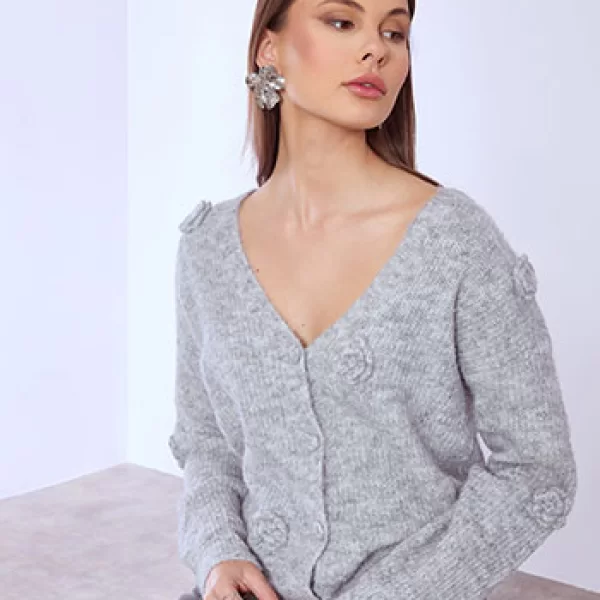 Ζακέτα με ανάγλυφα λουλούδια SQ1515.5458+1