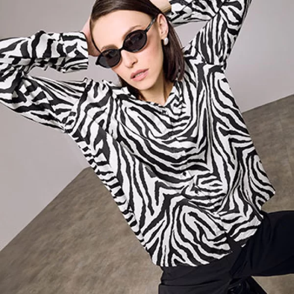 Πουκάμισο σατέν με τύπωμα ζέβρα SQ9844.3803+1