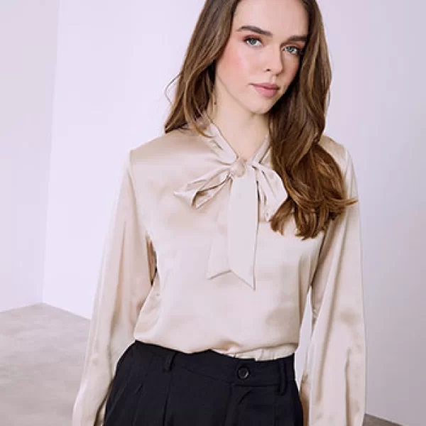 Μπλούζα σατέν με δέσιμο SQ8011.4863+9