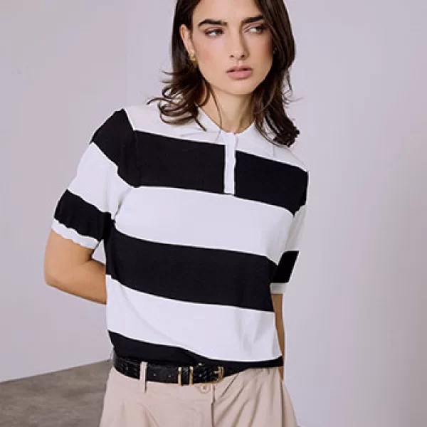 Μπλούζα ριγέ με γιακά SQ7561.4045+1