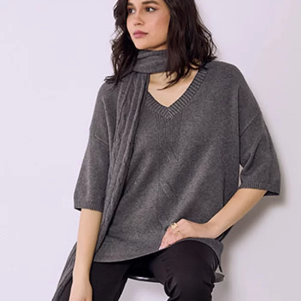 Πουλόβερ με αποσπώμενο κασκόλ SQ7568.4029+2