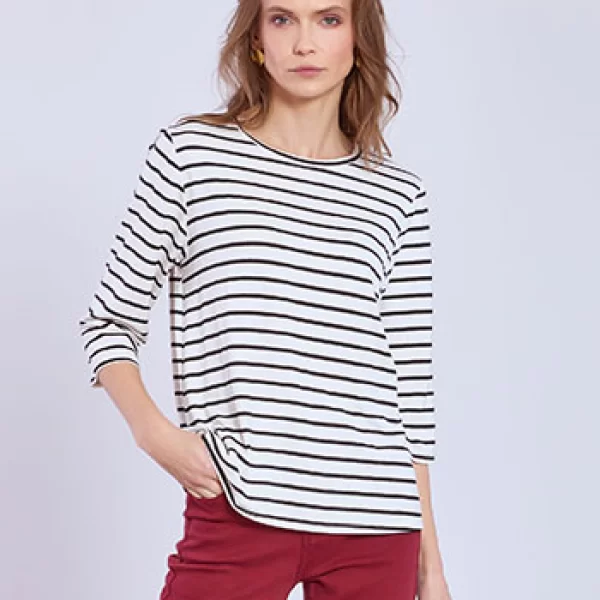 Μπλούζα ριγέ με βαμβάκι SQ7616.4605+4