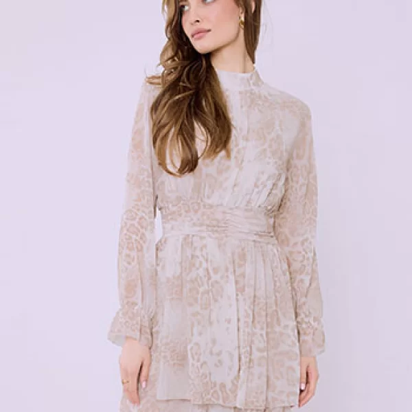 Φόρεμα μίνι λεοπάρ με βολάν SQ7594.8760+1