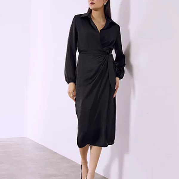 Φόρεμα μίντι κρουαζέ σατέν SQ9864.8294+1