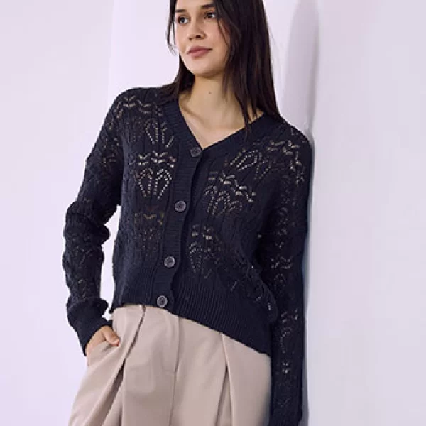 Ζακέτα πλεκτή διάτρητη SQ8011.5125+4