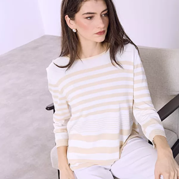 Μπλούζα ριγέ με βισκόζη SQ7616.4553+5