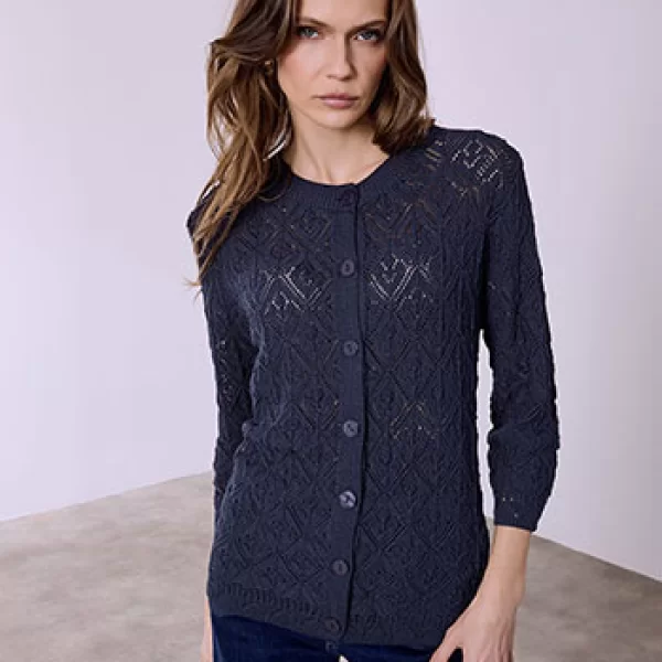 Ζακέτα μονόχρωμη διάτρητη SQ7616.5534+4